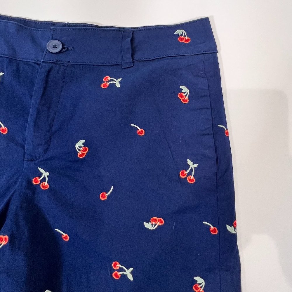 St John's Bay Navy Chino Shorts with Embroidered Cherries Size 12 - Picture 2 of 8
